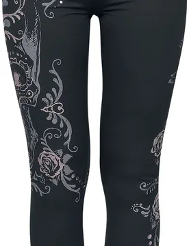 Rock Leggings - Leggings mit Skull Print - XS bis XXL - für Damen - Größe XXL - schwarz - Frauen - female - Rock Rebel by EMP - FashionsVida