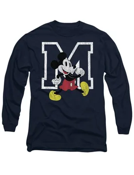 Unisex Mickey Mouse Classic Walk Long Sleeve T-Shirt, Navy Size: Small - Navy - Size: S - Disney - FashionsVida