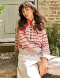 Striped Henley Jumper Natural Mix female