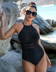 Beach Bound High Neck Swimsuit Black female