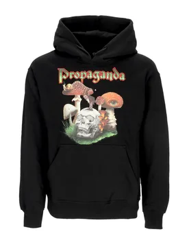 Felpa Cappuccio Uomo Amanita Hoodie Black - Propaganda - FashionsVida