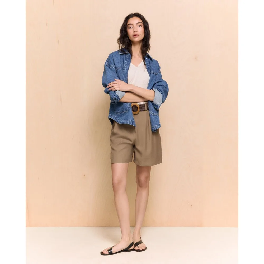 Bermuda pinzas cinturón de mujer - Easy Wear - FashionsVida