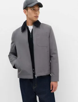 Canvas Padded Utility Jacket Dark Grey male - M&S - FashionsVida