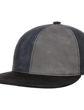 Panel Tricolour Leather Cap by - grey - Size: S/M (55-57 cm) - Lierys - FashionsVida