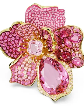 Anello cocktail Idyllia, Pavé, Fiore, Rosa, Finitura oro 18K 55 - Swarovski - FashionsVida