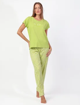 Pijama de mujer de punto de algodón con detalles bordados - Admas - FashionsVida