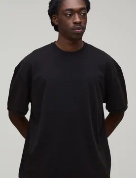 Mens Essential Washed Oversized T-Shirt - Black - boohooMAN - FashionsVida