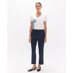 Pantalón recto de mujer campanita leopardo