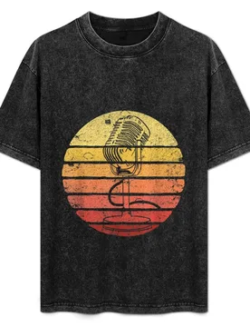 Podcast Vintage Microphone Retro Sunset Podcaster T-Shirt Big and Tall Loose Fit T-Shirt - Aliexpress - FashionsVida
