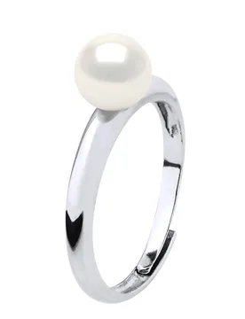 Womens Rush Ring Adjustable Freshwater Pearl Round 6-7 Mm White 925 Silver - One Size - Diadema - FashionsVida