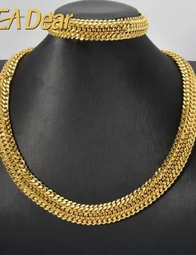 ZEADear Copper Chain Necklace Metal Bracelet Men Wristlet Gold Color Jewelry Sets Links Women Party Birthday Gift - Aliexpress - FashionsVida