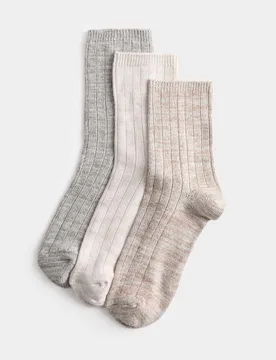 Pack Sumptuously Soft™ Thermal Ankle Socks Natural Mix female - M&S - FashionsVida