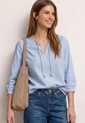 Arm Bluse mit Streifen female Blau