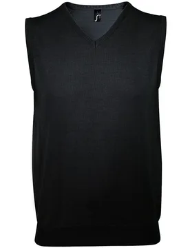 Mens Unisex Gentlemen Sleeveless V Neck Sweater Vest (Black) - Size 3xl - SOLS - FashionsVida
