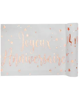 Baumwoll Tischläufer Geburtstag Roségold 3m x 28cm - Santex - FashionsVida