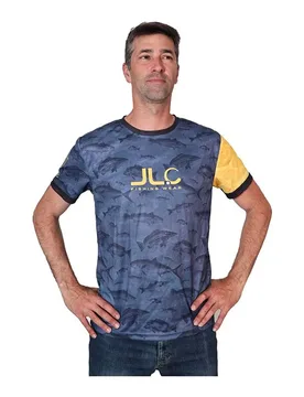 Fish Camo Short Sleeve T-shirt Blue / Yellow S Men - Jlc - FashionsVida