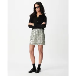 Falda corta de punto bordada con lentejuelas