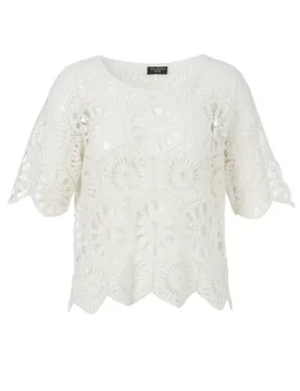 Pullover Rundhals 1/2 Arm Struktur female - 48 - FashionsVida
