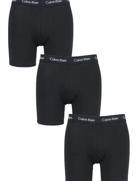 Pack Black / Black Cotton Stretch Longer Leg Boxer Brief Shorts Men's Small - - Black - Size: Small - Calvin Klein - FashionsVida