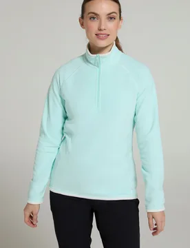 Montana' Womens Microfleece Jacket Half Zip Breathable Quick Dry Sweater Mint - Size 8 Uk - Mountain Warehouse - FashionsVida