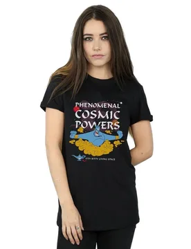 Women's Aladdin Genie Phenomenal Cosmic Powers Cotton Boyfriend T-Shirt in Black Size: 2XL - Black - Size: 2XL - Disney - FashionsVida