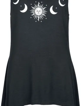 Gothic Top - Tank-Top with Moon and Sun Frontprint - S bis L - für Damen - Größe S - schwarz - Frauen - female - Gothicana by EMP - FashionsVida