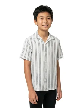 Chemise à Manches Courtes Coba Stripe Resort Cloud Dancer / Stripes 12 Années Garçon - Jack & jones - FashionsVida