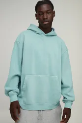 Herren Übergroßer Kapuzenpullover Zum Überziehen In Washed-Optik Light Green Größe XS