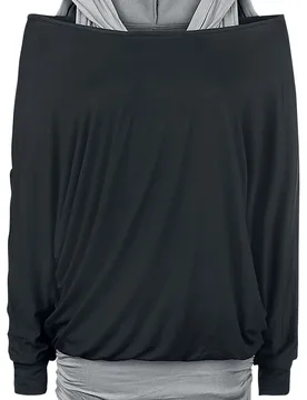 Langarmshirt - Get Loose - M bis 5XL - für Damen - Größe L - schwarz/grau - Frauen - female - Black Premium by EMP - FashionsVida