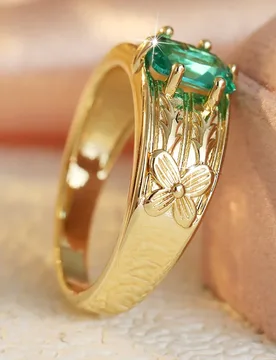 Vintage Palace Style Golden Plated Ring Carving Pattern Inlay Square Green Cubic Zircon Luxurious Ring Ladies' Charm Jewelry - Aliexpress - FashionsVida