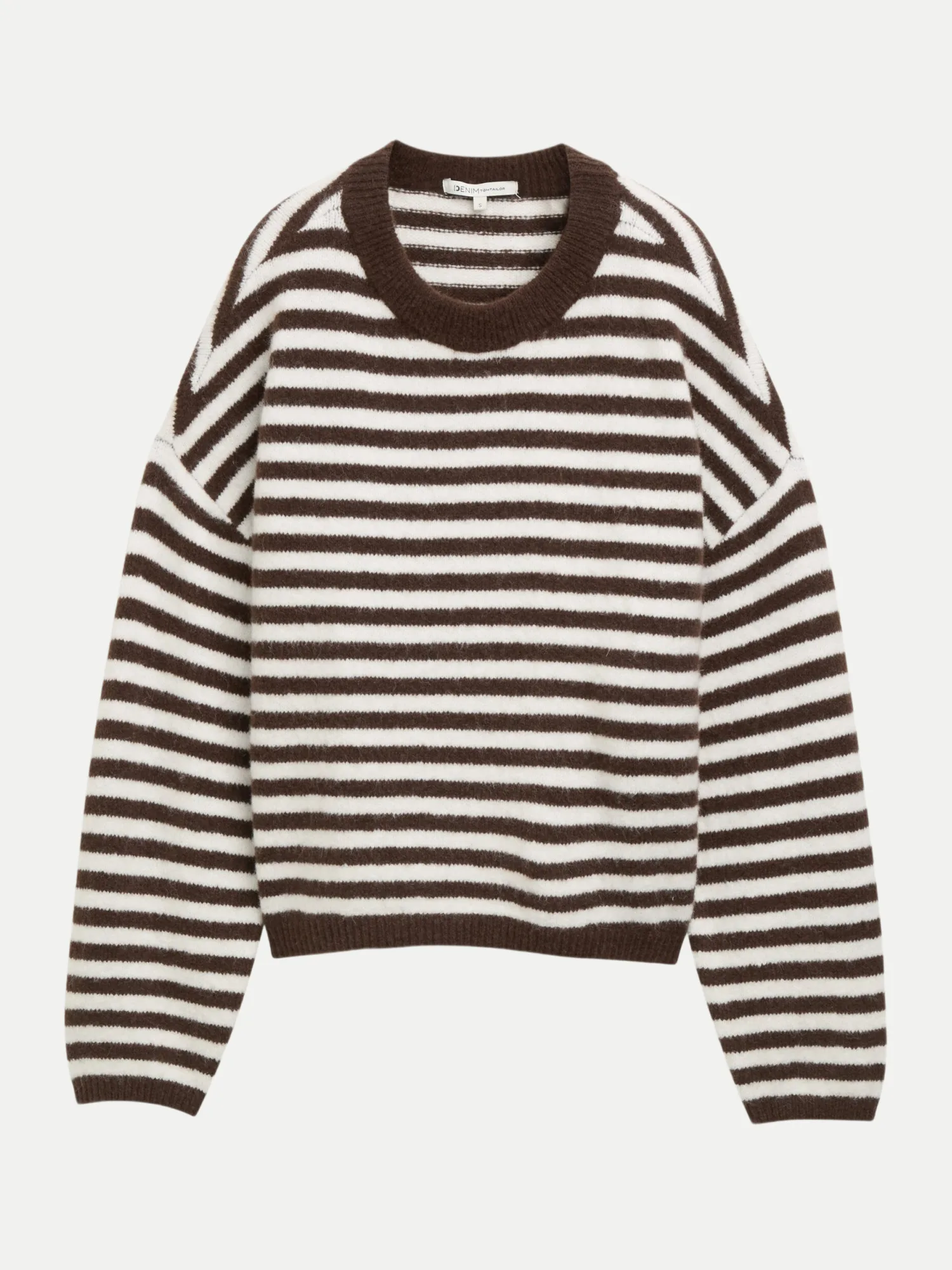 Pullover mit Streifenmuster Braun S - Tom Tailor Denim - FashionsVida