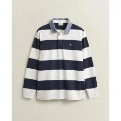 Polo de hombre a rayas con cuello de cambray