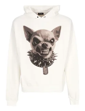 Felpa Leggera Cappuccio Uomo Angry Dog Hoodie White - PHOBIA - FashionsVida