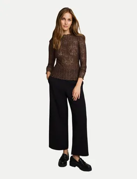 Langarmshirt aus Spitze Braun M - Tom Tailor Denim - FashionsVida