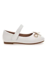 Ballerine bianche con fiocco dorato 392613S 27