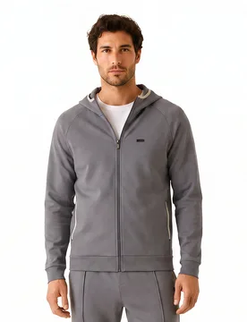 Mens Zip-Up Hoodie 50557206 - Grey - Size X-Large - BOSS - FashionsVida