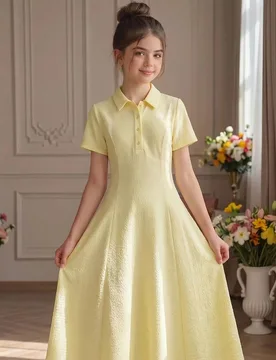 Vestido de punto con cuello polo elegante vintage para niña preadolescente, estilo universitario retro casual cómodo para fiesta de té, escuela y v - Shein - FashionsVida