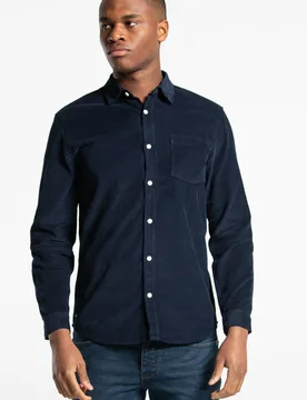 Mens Cotton Long Sleeve Corduroy Shirt - - Size: L - Tokyo Laundry - FashionsVida