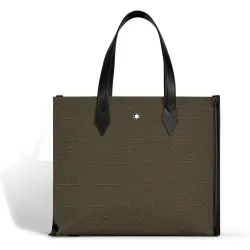 Bolso de tejido y piel color caqui