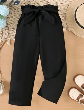 Pantalones rectos de unicolor casuales versátiles y elegantes con cinturón para niñas, pantalones de uniforme escolar, adecuados para la escuela, b - Shein - FashionsVida