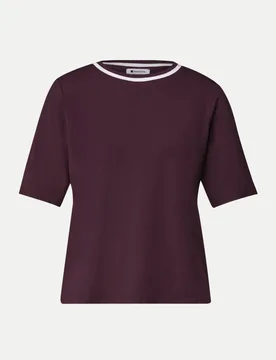 T-Shirt mit Kontrastdetail Violett 38 - Street One - FashionsVida
