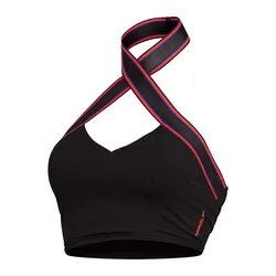 Solid Halter Crop Top Bikini Top Anthracite 2XS Women
