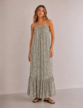 Vestido de mujer midi sin mangas con escote halter - Vila - FashionsVida
