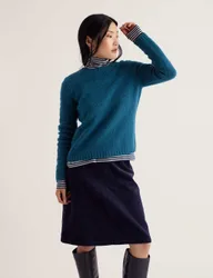 Merino Wool Rich Textured Crew Neck Jumper Dark Blue female