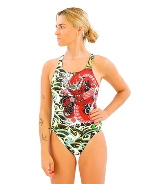 Red Dragon Swimsuit Black 4XL Women - TURBO - FashionsVida