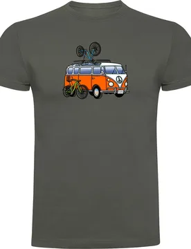Maglietta A Maniche Corte Hippie Van Mtb Dark Army Green - Kruskis - FashionsVida