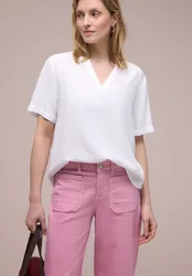 Kurzarm Bluse mit Turn-Up female Weiß