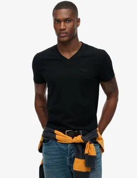 Superdry Herren Essential Logo T-shirt aus Bio-baumwolle mit V-ausschnitt Schwarz - Größe: S - 29.99 - FashionsVida