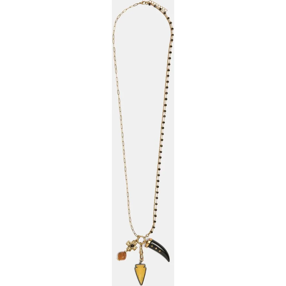 Collar largo con cuentas y cuerno decorativo - Parfois - FashionsVida
