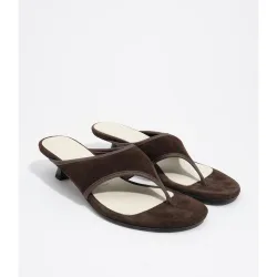 Sandalias de tacón de mujer serraje contraste